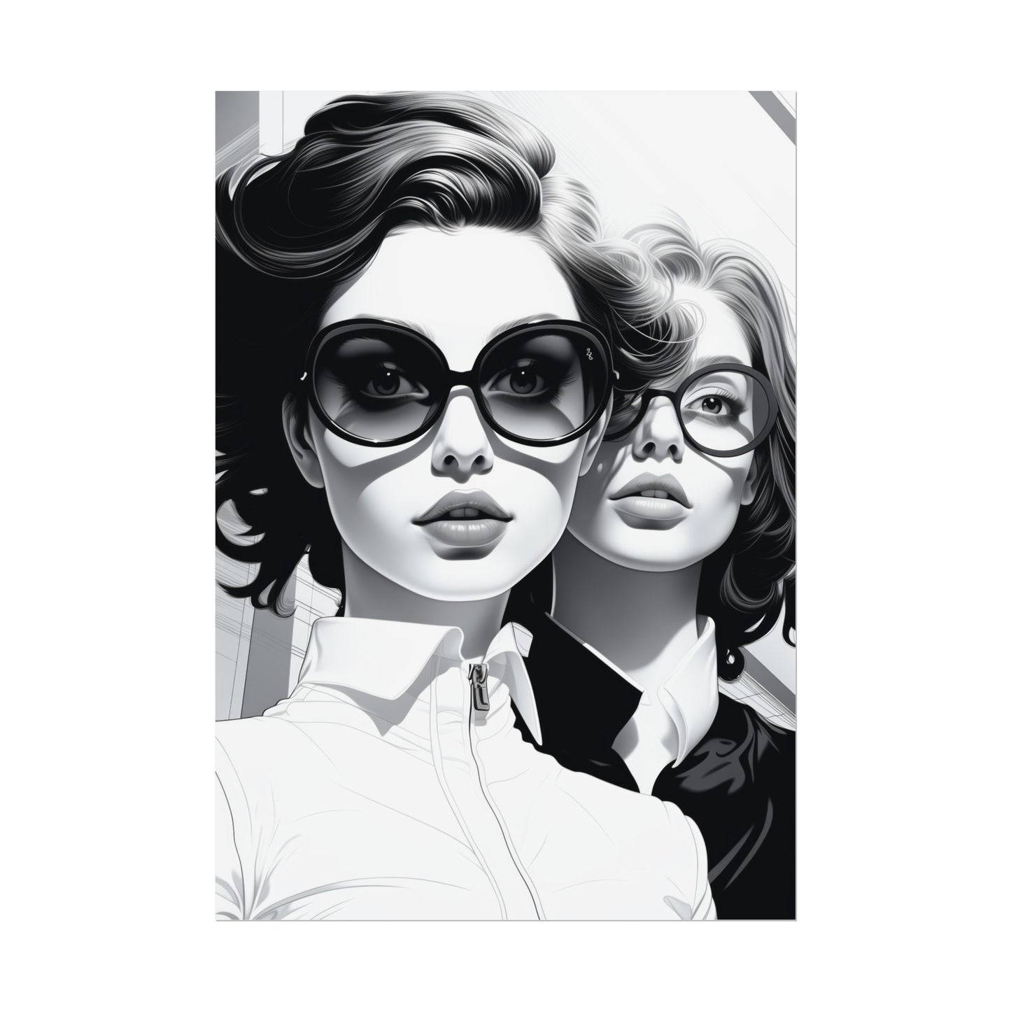 Pop-Art B&W Style - Women With Glasses - 1