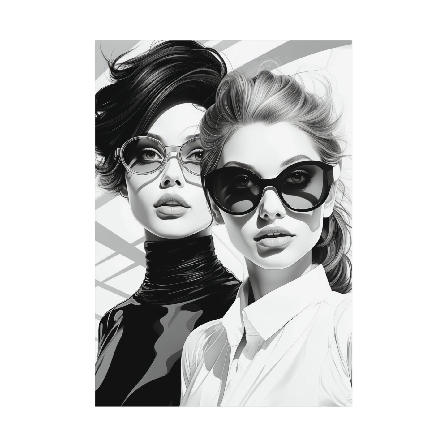 Pop-Art B&W Style - Women With Glasses - 3