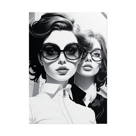 Pop-Art B&W Style - Women With Glasses - 1